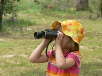 A child with binoculars